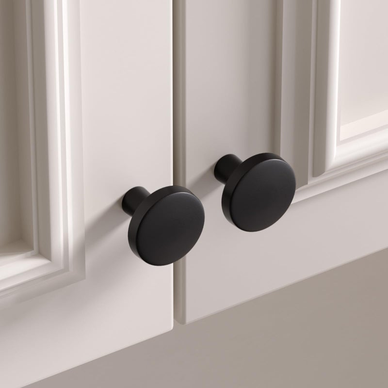 goldenwarm 15 Pack Matte Black Cabinet Knobs for Kitchen Hardware Handles Round Dresser Drawer Knob for Closet Bifold Modern Cabinets Pulls,1.27 Inch - Image 5